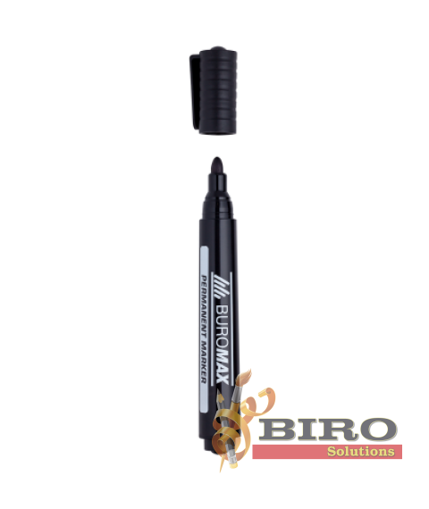 Marker permanent rezistent la apă, negru, 2–4 mm, bază alcoolică BUROMAX