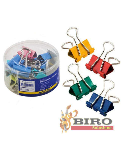 Binder color 19 mm, 12 bucăți  BUROMAX