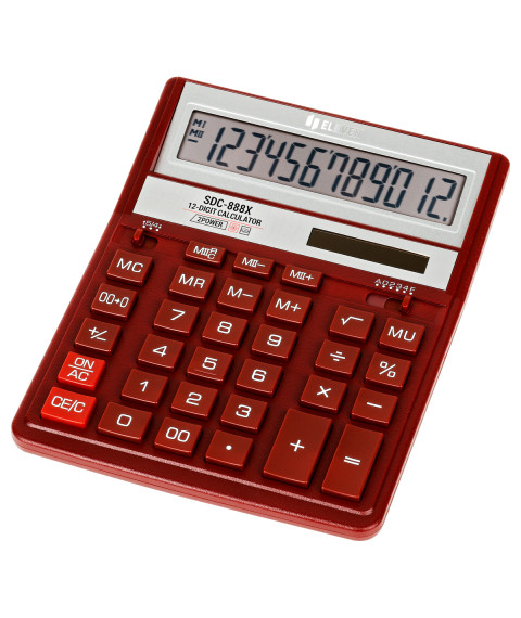 Calculator Eleven SDC888XRD, rosu – 12 cifre (203x158x31mm)