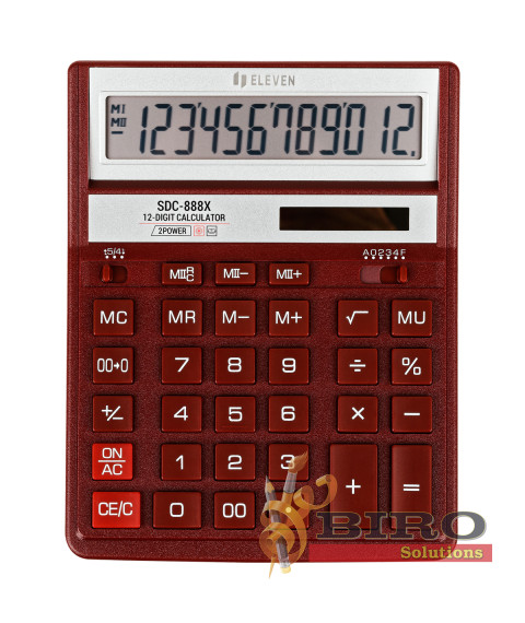 Calculator Eleven SDC888XRD, rosu – 12 cifre (203x158x31mm)