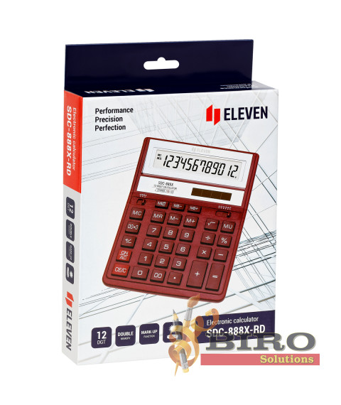 Calculator Eleven SDC888XRD, rosu – 12 cifre (203x158x31mm)