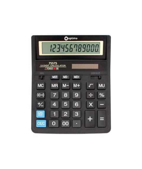 Calculator Optima 12 digits, (203x158x30,5 mm)