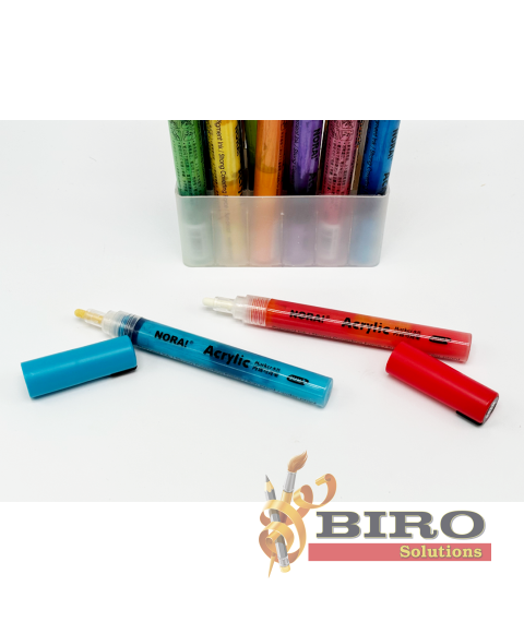 Marker acrilic, 24 de culori, NORA!, vârf rotund 2-3 mm
