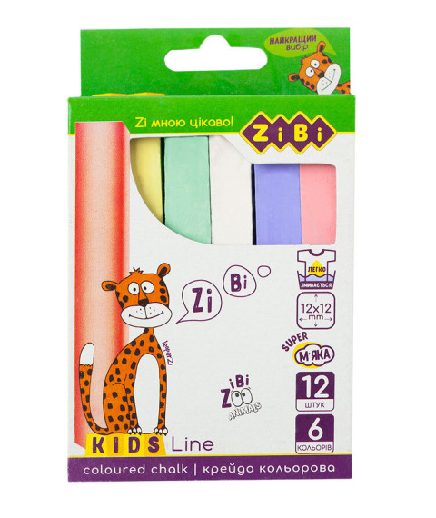 Cretă color pătrată, 12 bucăți, KIDS Line