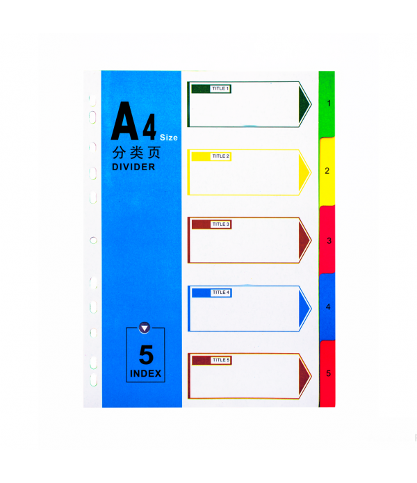 Separatoare din carton, 5 cifre+culori A4