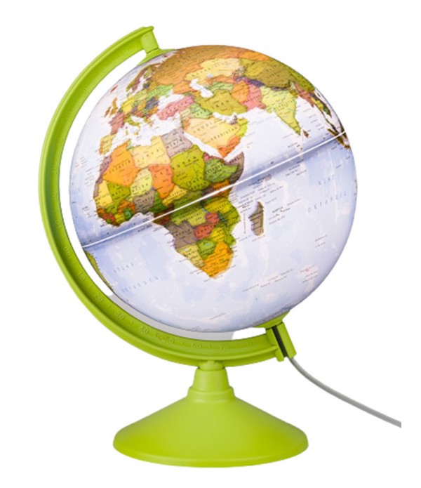Glob cu harta fizica+politica a lumii cu iluminare 20cm, Limba romana