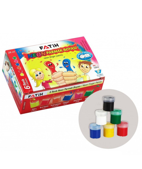 Guașă pentru degețele 6 culori, 25 ml., FATIH 