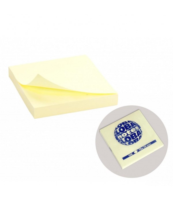 Hîrtie pentru notițe cu lipici 75x75 mm, 100 Foi, galben
