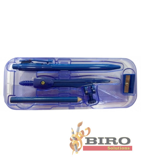 Set compas plastic, 7 piese, cu creion mecanic