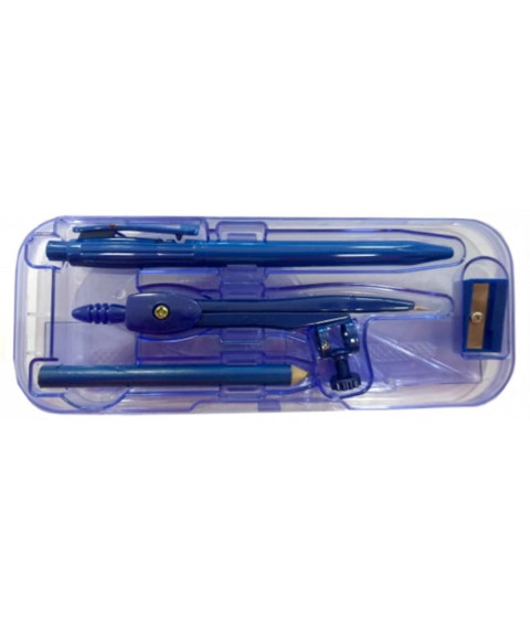 Set compas plastic, 7 piese, cu creion mecanic
