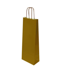 Pungă kraft pentru sticle, auriu, 14x9x40 cm