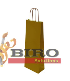 Pungă kraft pentru sticle, auriu, 14x9x40 cm