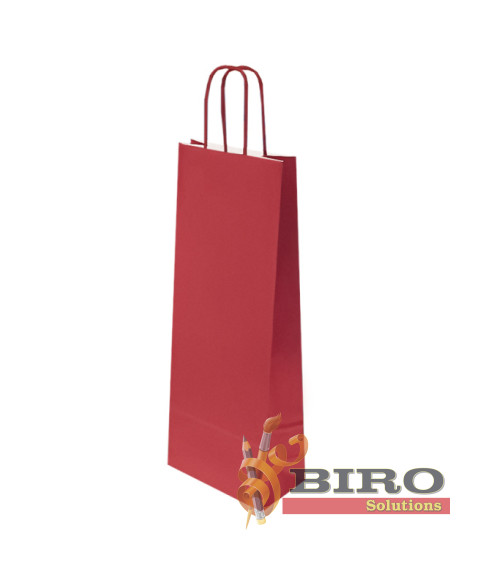 Pungă kraft pentru sticle, bordeaux, 14x9x40 cm