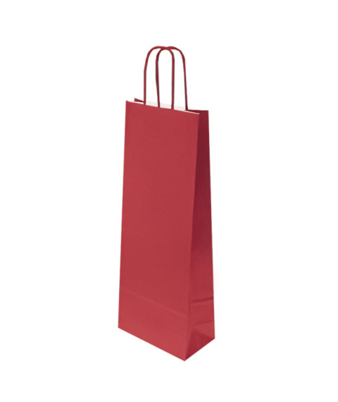 Pungă kraft pentru sticle, bordeaux, 14x9x40 cm