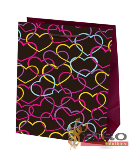 Pungă pentru cadouri Valentines, 26,4x32,4x13,7 cm, set 24 bucăți (mix)