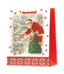 Pungă de cadouri de Anul Nou 3D, 26,4x32,4x13,7 cm, set 12 bucăți (mix)