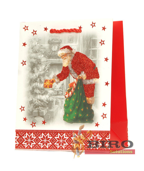 Pungă de cadouri de Anul Nou 3D, 26,4x32,4x13,7 cm, set 12 bucăți (mix)