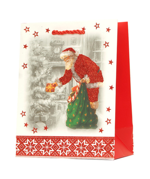 Pungă de cadouri de Anul Nou 3D, 26,4x32,4x13,7 cm, set 12 bucăți (mix)