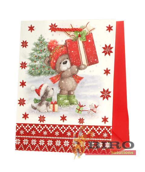 Pungă de cadouri de Anul Nou 3D, 26,4x32,4x13,7 cm, set 12 bucăți (mix)