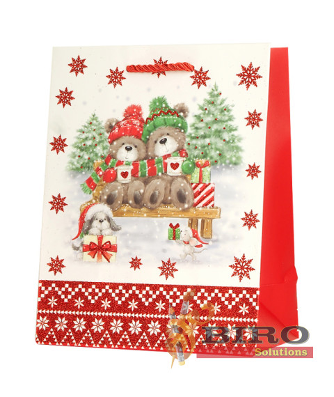 Pungă de cadouri de Anul Nou 3D, 26,4x32,4x13,7 cm, set 12 bucăți (mix)