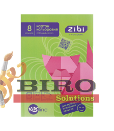 Carton colorat dublu A4, 8 foi, 8 culori, 215 g/m² ZIBI