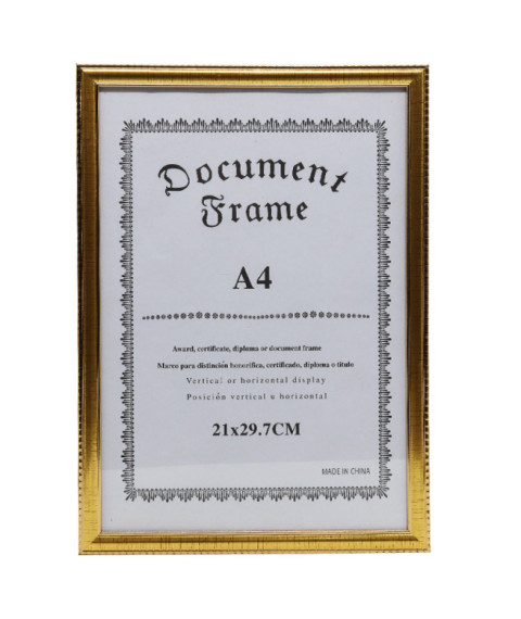 Ramă foto A4 din plastic, aurită