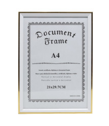 Ramă foto A4, din plastic, art. 733, alb cu margine aurită