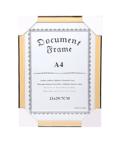 Ramă foto A4, din plastic, crem cu margine neagră, art. 103