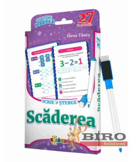 27 de Cartonașe. Scrie și Șterge. Scăderea