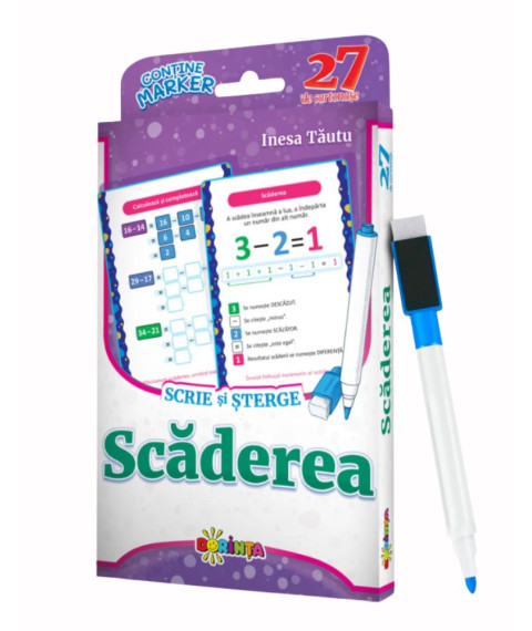 27 de Cartonașe. Scrie și Șterge. Scăderea