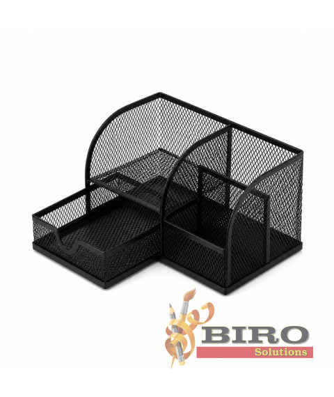 Organizator de birou din plasă Union cu 3 compartimente și sertare extensibile, metalic