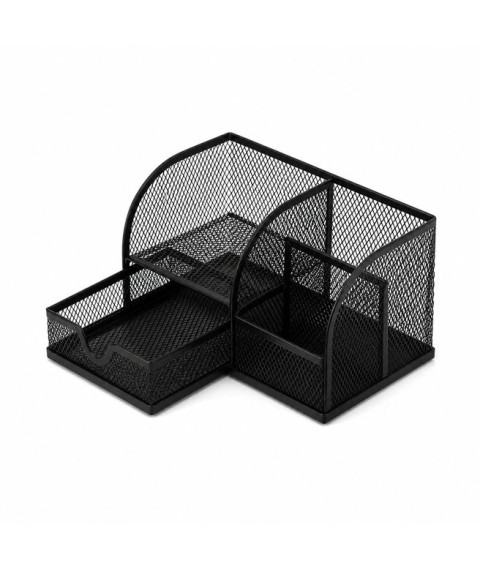 Organizator de birou din plasă Union cu 3 compartimente și sertare extensibile, metalic