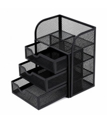 Organizator de birou din plasă cu 3 sertare, metalic