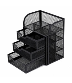 Organizator de birou din plasă cu 3 sertare, metalic