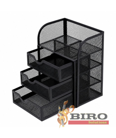 Organizator de birou din plasă cu 3 sertare, metalic