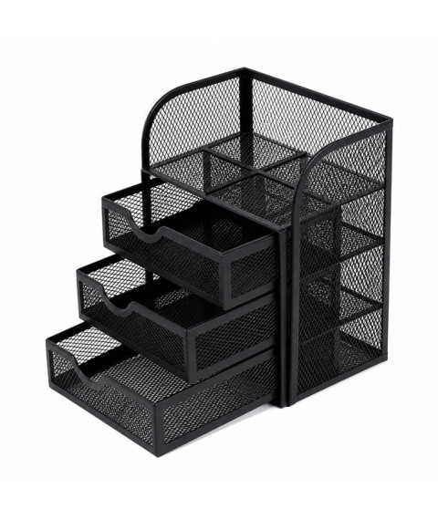 Organizator de birou din plasă cu 3 sertare, metalic