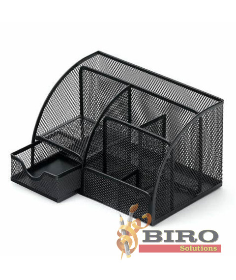 Organizator de birou din plasă cu 7 compartimente, metalic