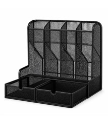 Cutie de depozitare pentru birou din plasă cu sertar extensibil, metalică