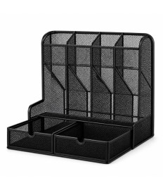 Cutie de depozitare pentru birou din plasă cu sertar extensibil, metalică