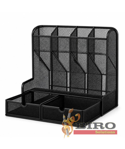 Cutie de depozitare pentru birou din plasă cu sertar extensibil, metalică