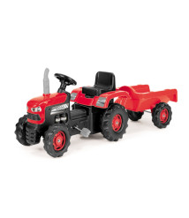 Tractor cu pedale cu remorcă DOLU roșu, cod 2460D