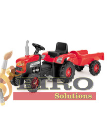 Tractor cu pedale cu remorcă DOLU roșu, cod 2460D