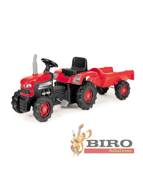 Tractor cu pedale cu remorcă DOLU roșu, cod 2460D