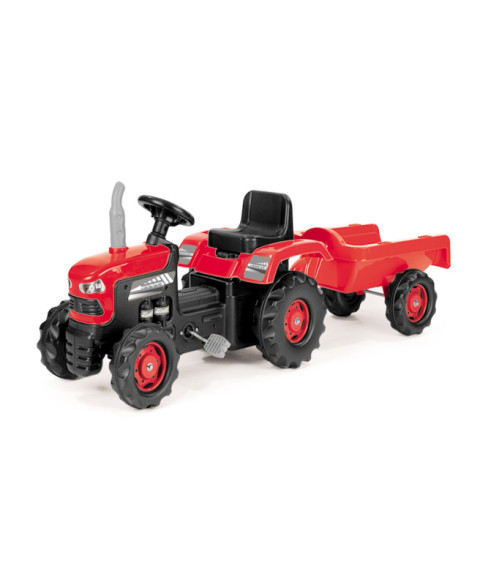 Tractor cu pedale cu remorcă DOLU roșu, cod 2460D