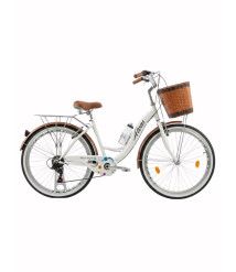 Bicicletă Alvas Lady 26 inch, alb/cafeniu
